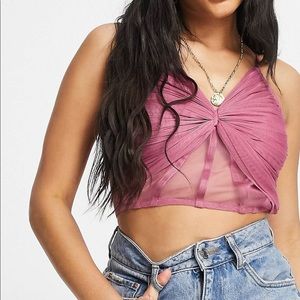 LACE AND BEADS Rose bra corset crop top